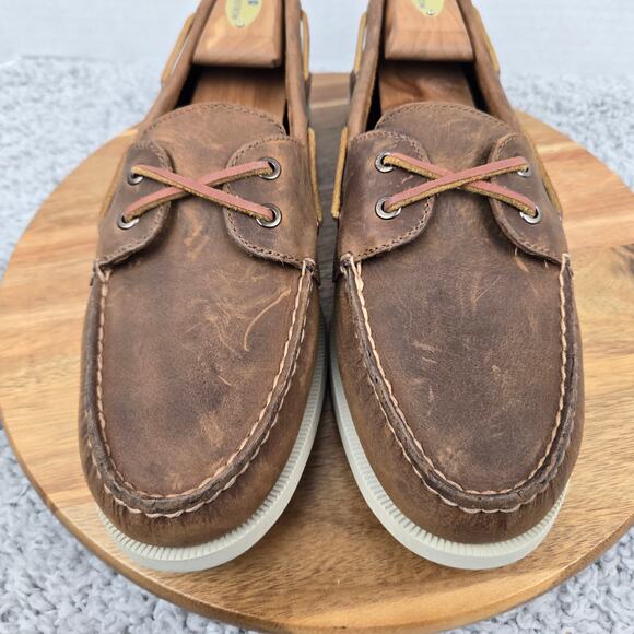 Sperry Top Sider Mens 11M Authentic Original 2-Eye Brown Leather Daily Boat Shoe - Picture 6 of 12